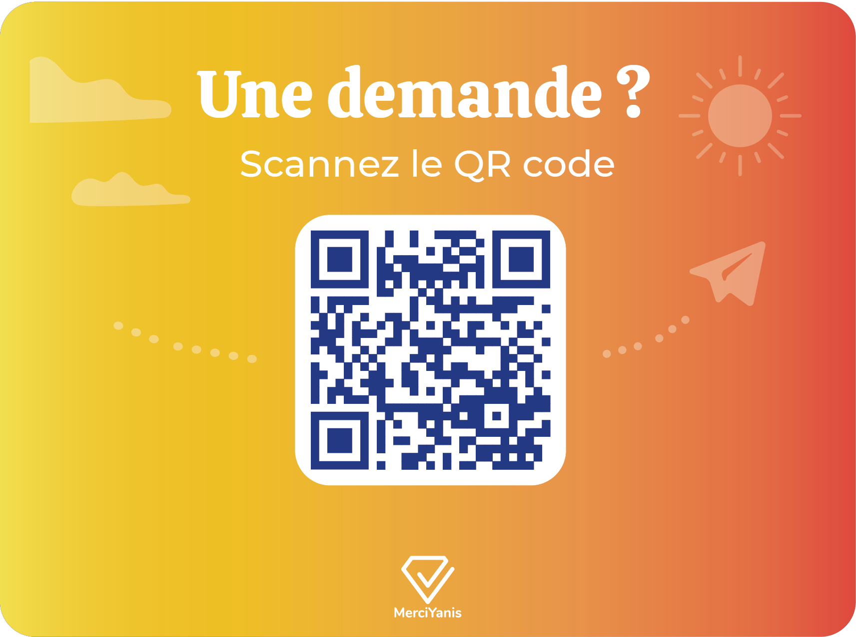 Plaque de QR code de déclaration d'incident avec un dégradé jaune et orange