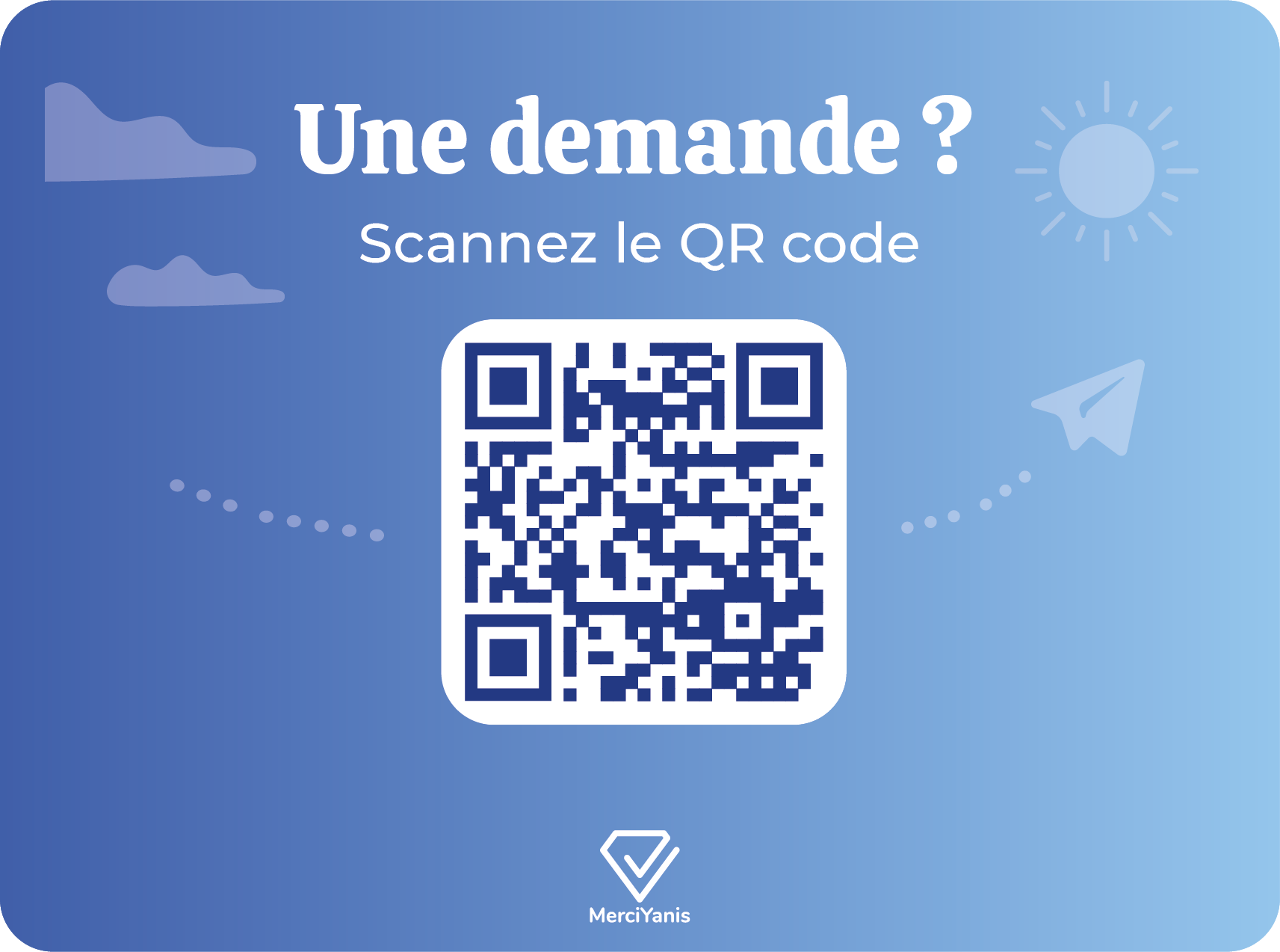 Plaque de QR code de déclaration d'incident avec un dégradé bleu
