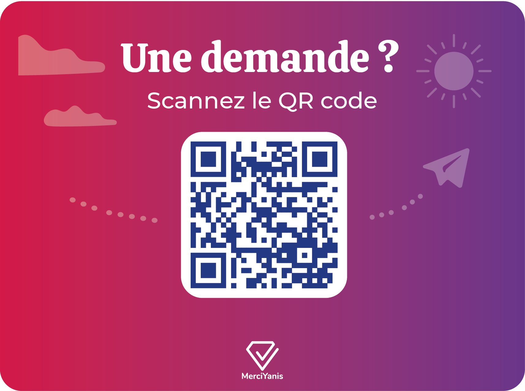 Plaque de QR code de déclaration d'incident avec un dégradé rose et violet